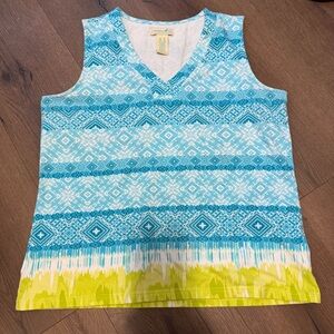 Caribbean Joe Women’s Top Blue and Yellow